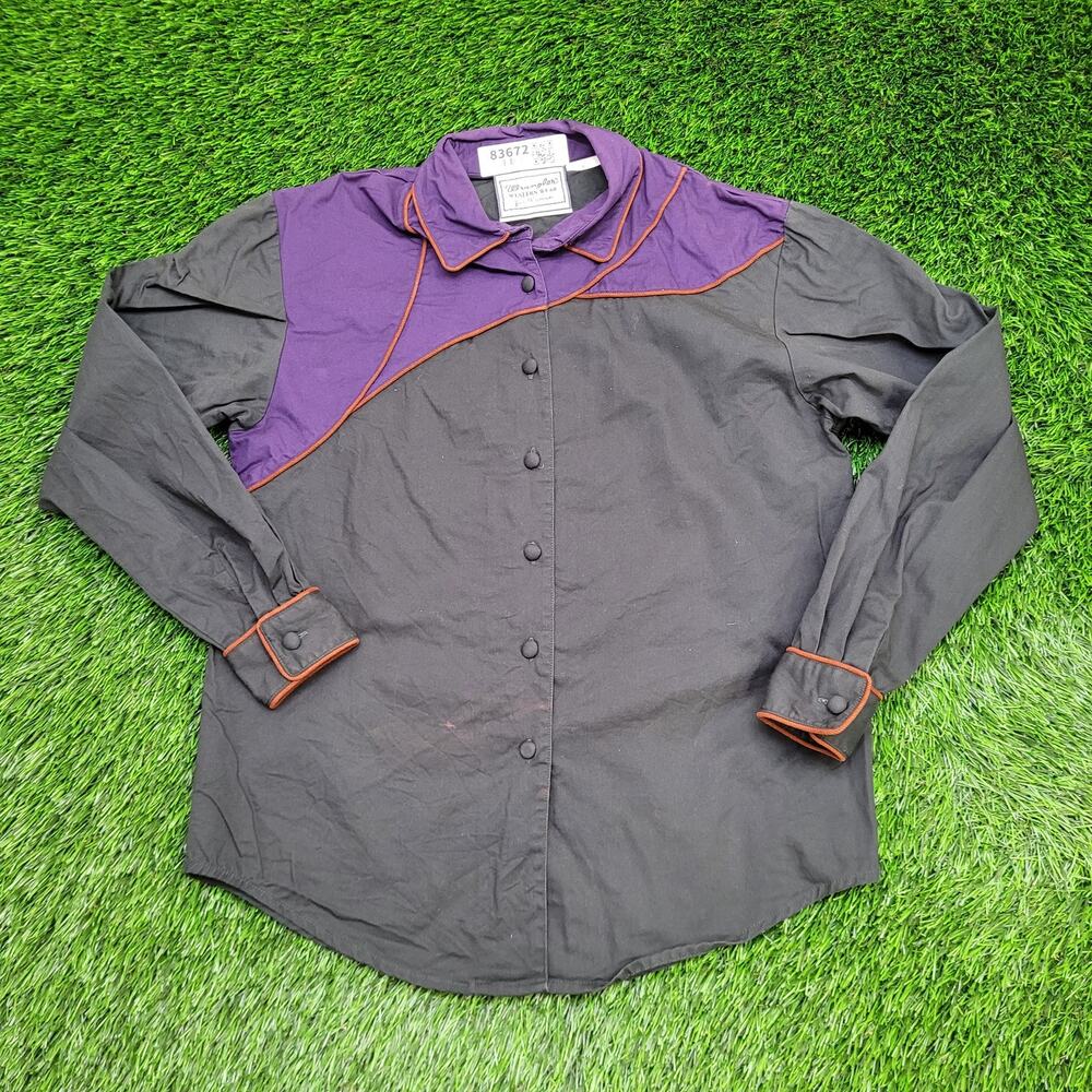 Vintage Wrangler Western Button Shirt Womens M 19x26 Black Purple